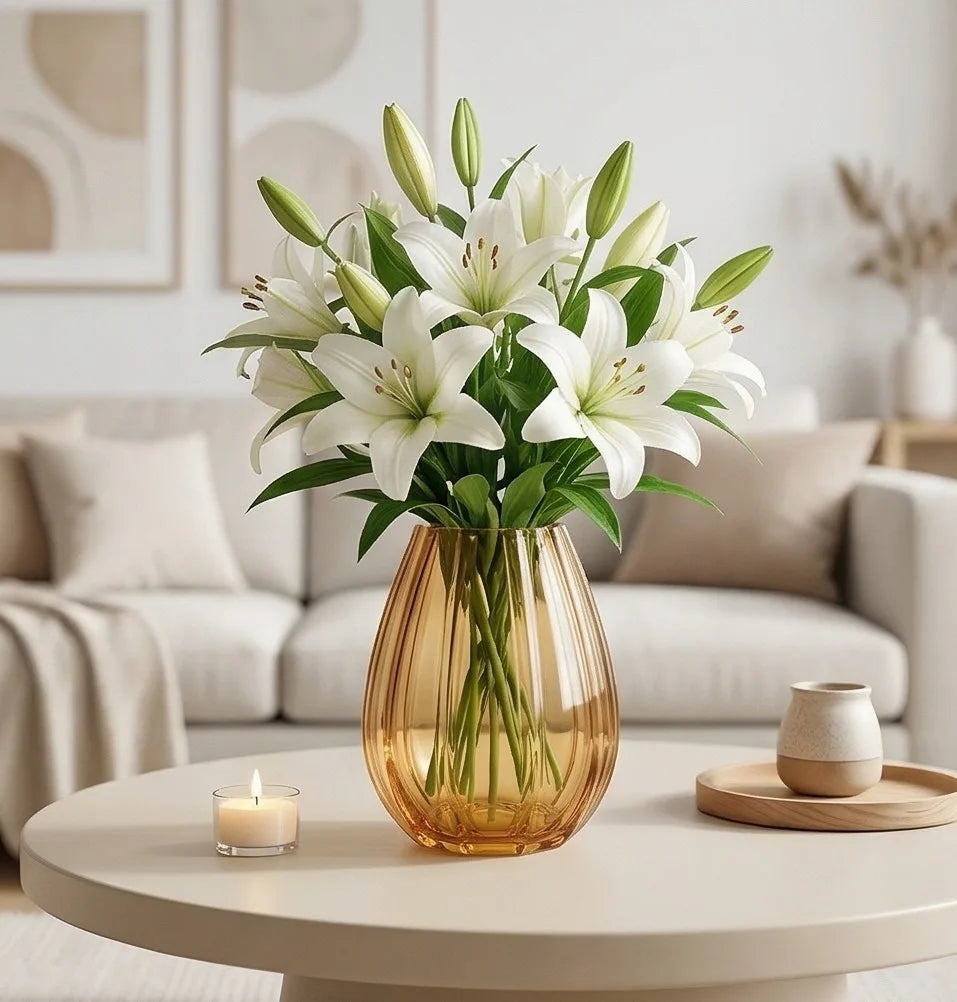 Fali Glass Flower Vase – Gold (9.8") - view 2
