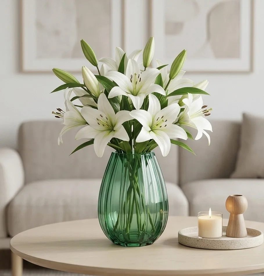 Fali Glass Flower Vase – Green (9.8") - view 2