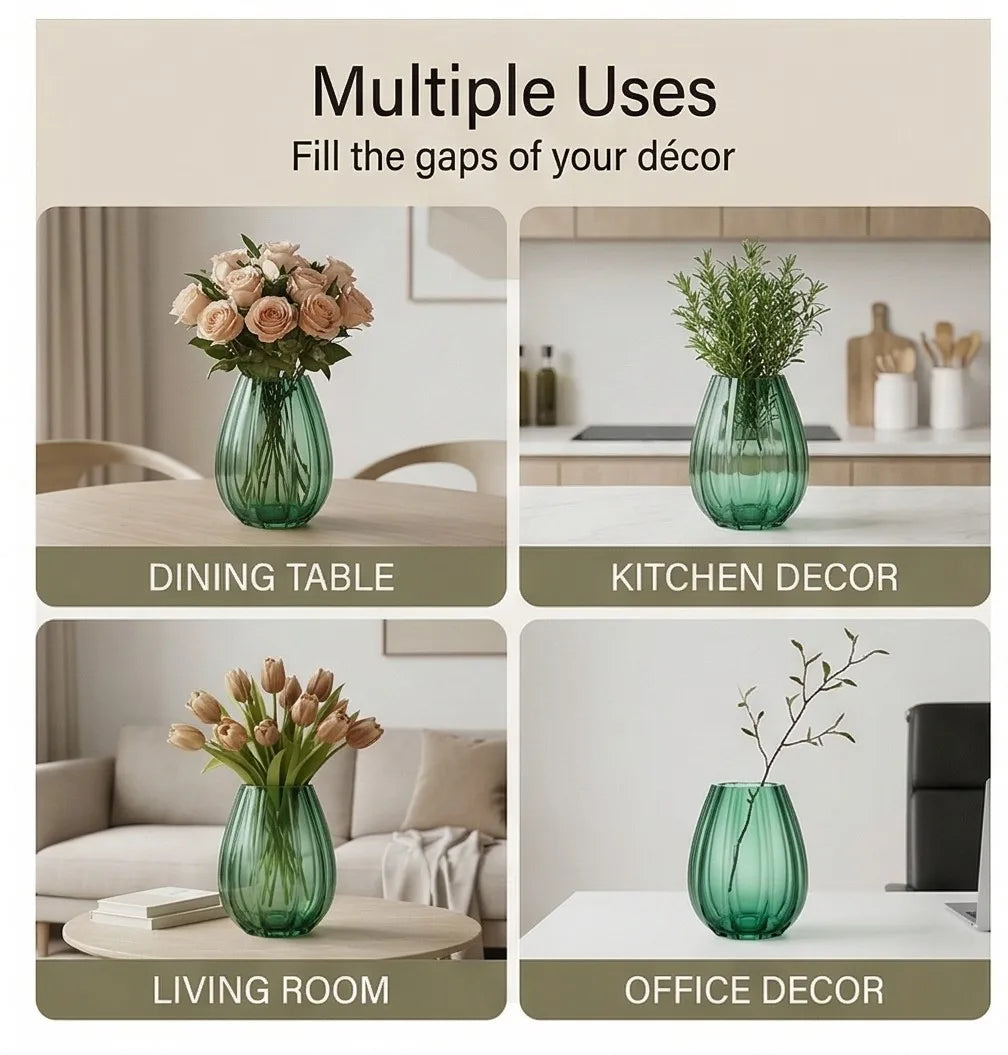 Fali Glass Flower Vase – Green (9.8") - view 5