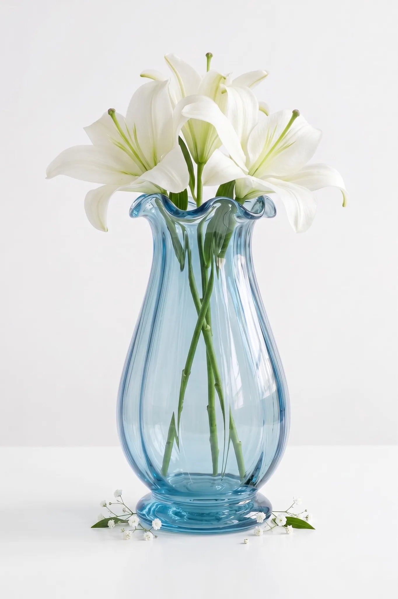 Fenton Glass Flower Vase – Blue (8.7")