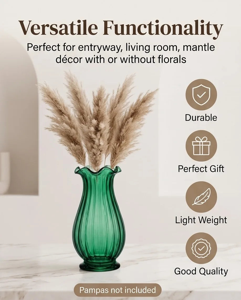 Fenton Glass Flower Vase – Green (8.7") - view 3