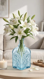 Jin Glass Flower Vase – Blue (7.9") - view 2