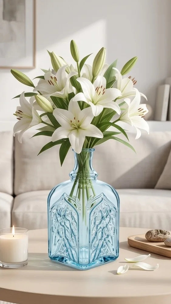 Jin Glass Flower Vase – Blue (7.9") - view 2