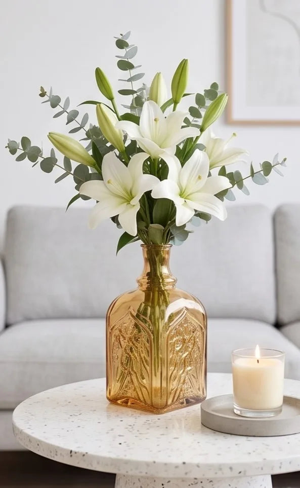 Jin Glass Flower Vase – Gold (7.9") - view 2