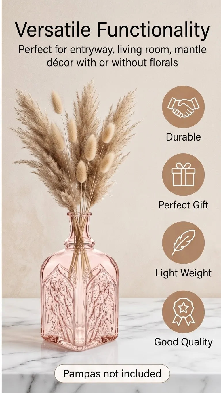 Jin Glass Flower Vase – Pink (7.9") - view 3