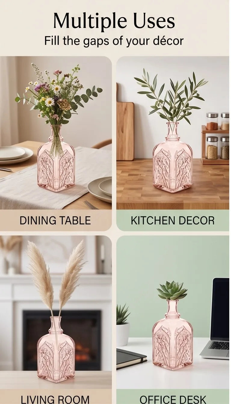 Jin Glass Flower Vase – Pink (7.9") - view 5