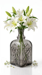 Jin Glass Flower Vase – Grey (7.9")