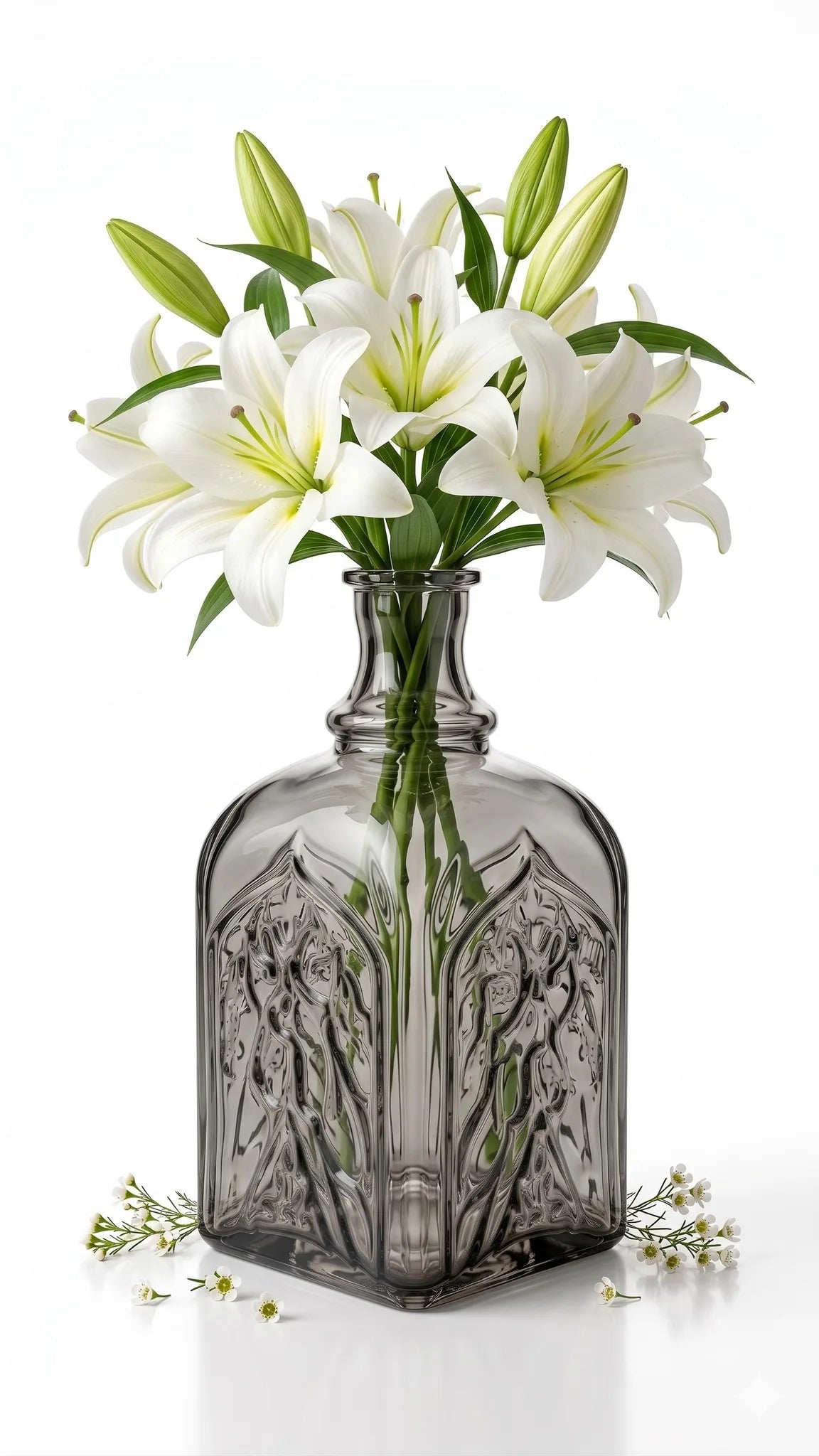 Jin Glass Flower Vase – Grey (7.9")
