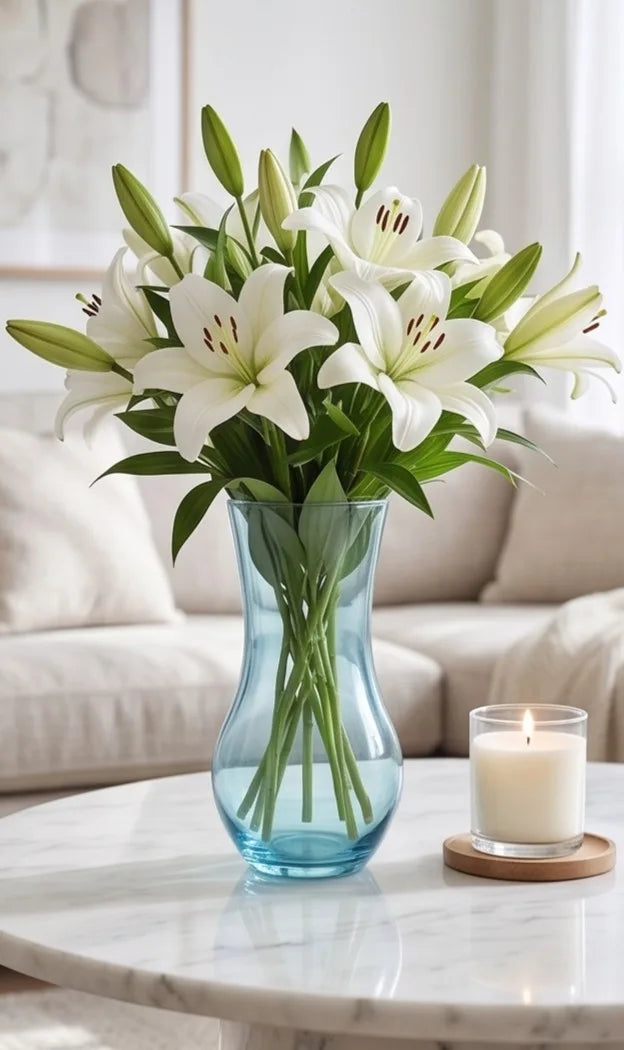 Jug Glass Flower Vase – Blue (9.8") - view 2