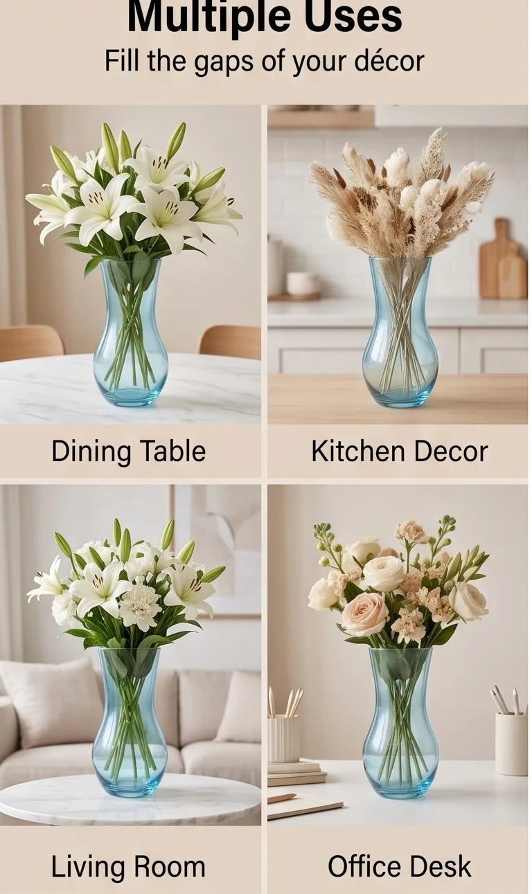 Jug Glass Flower Vase – Blue (9.8") - view 5
