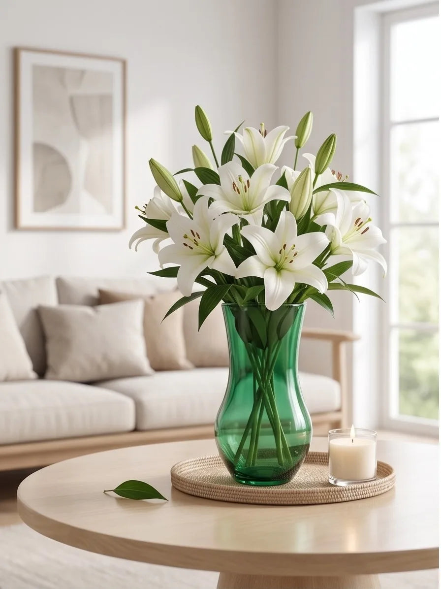 Jug Glass Flower Vase – Green (9.8") - view 2