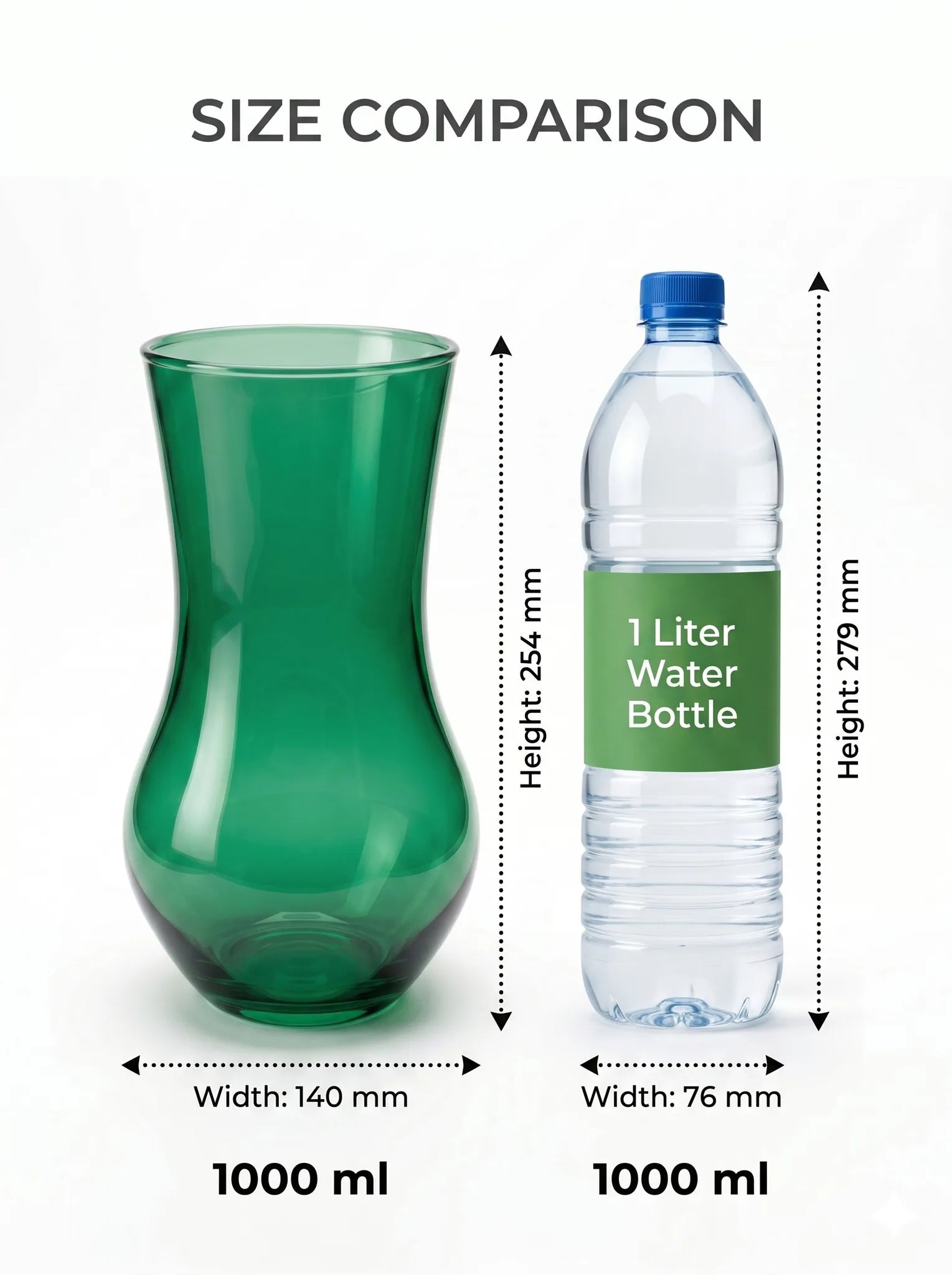 Jug Glass Flower Vase – Green (9.8") - view 4