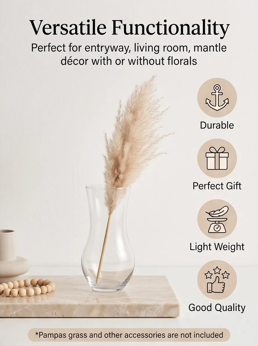 Jug Glass Flower Vase – Clear (9.8") - view 3