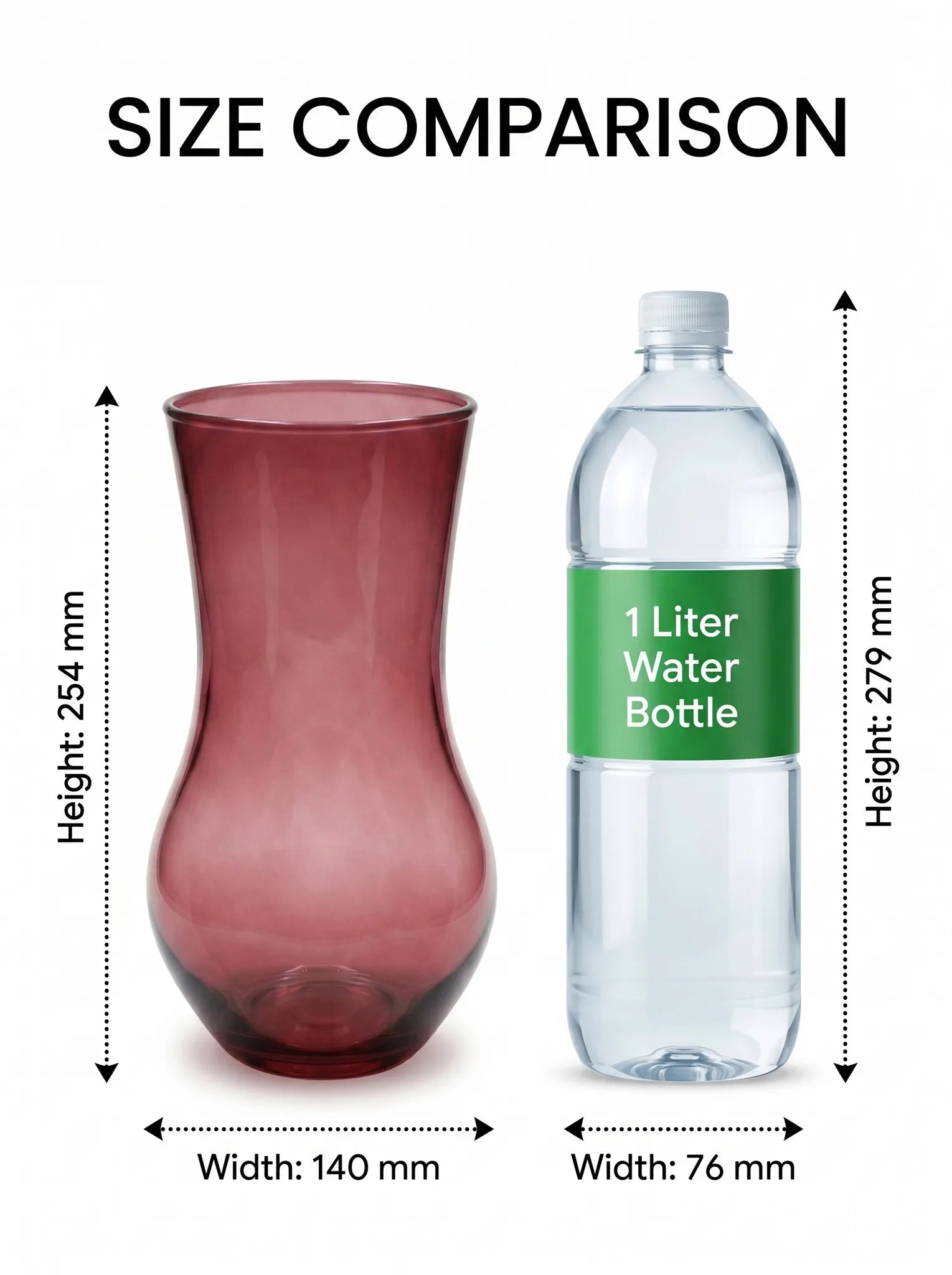 Jug Glass Flower Vase – Red (9.8") - view 4