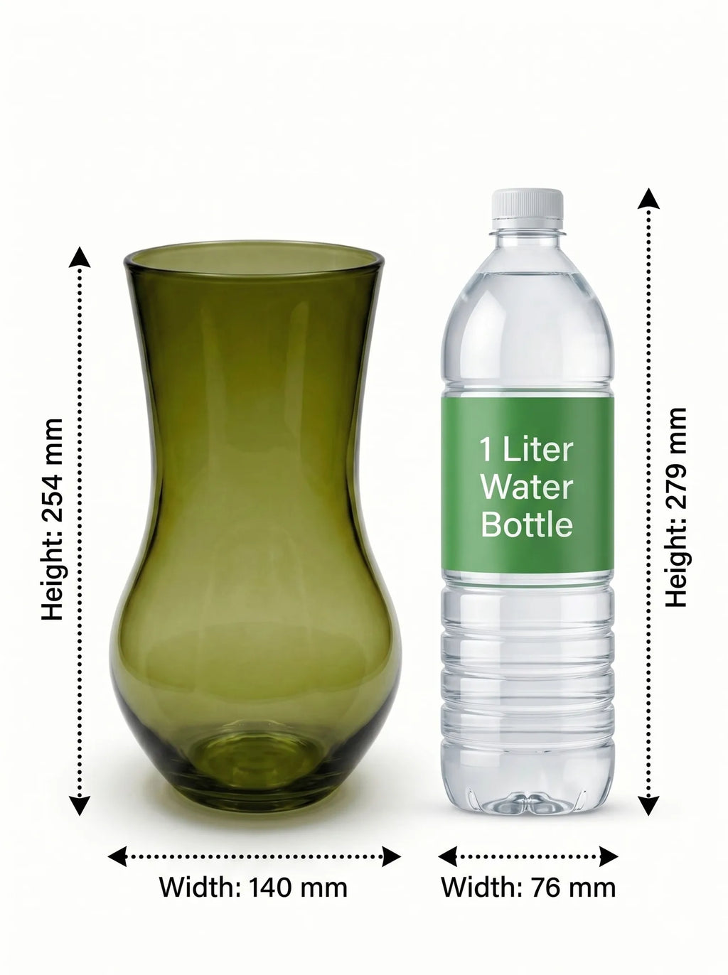 Jug Glass Flower Vase – Green (9.8") - view 4