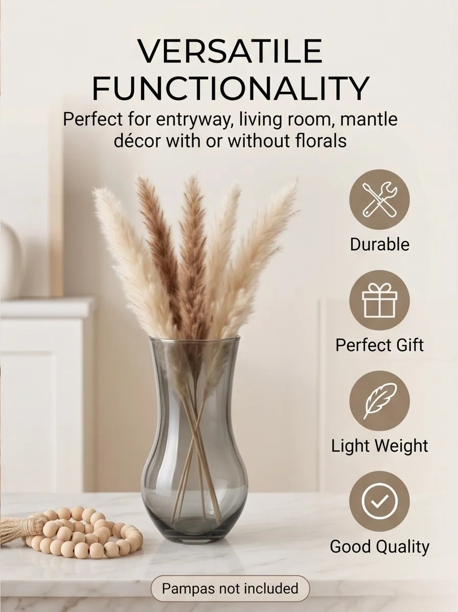 Jug Glass Flower Vase – Grey (9.8") - view 3