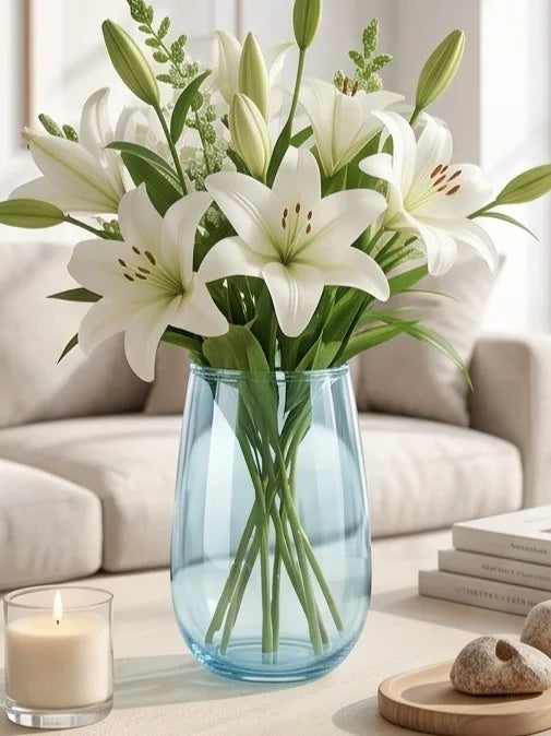 Jug Glass Flower Vase – Blue (9.1") - view 2