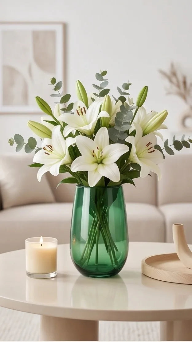 Jug Glass Flower Vase – Green (9.1") - view 2