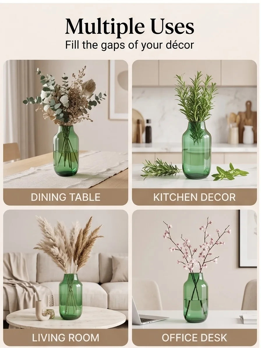 Long Neck Glass Flower Vase – Green (11.8") - view 5