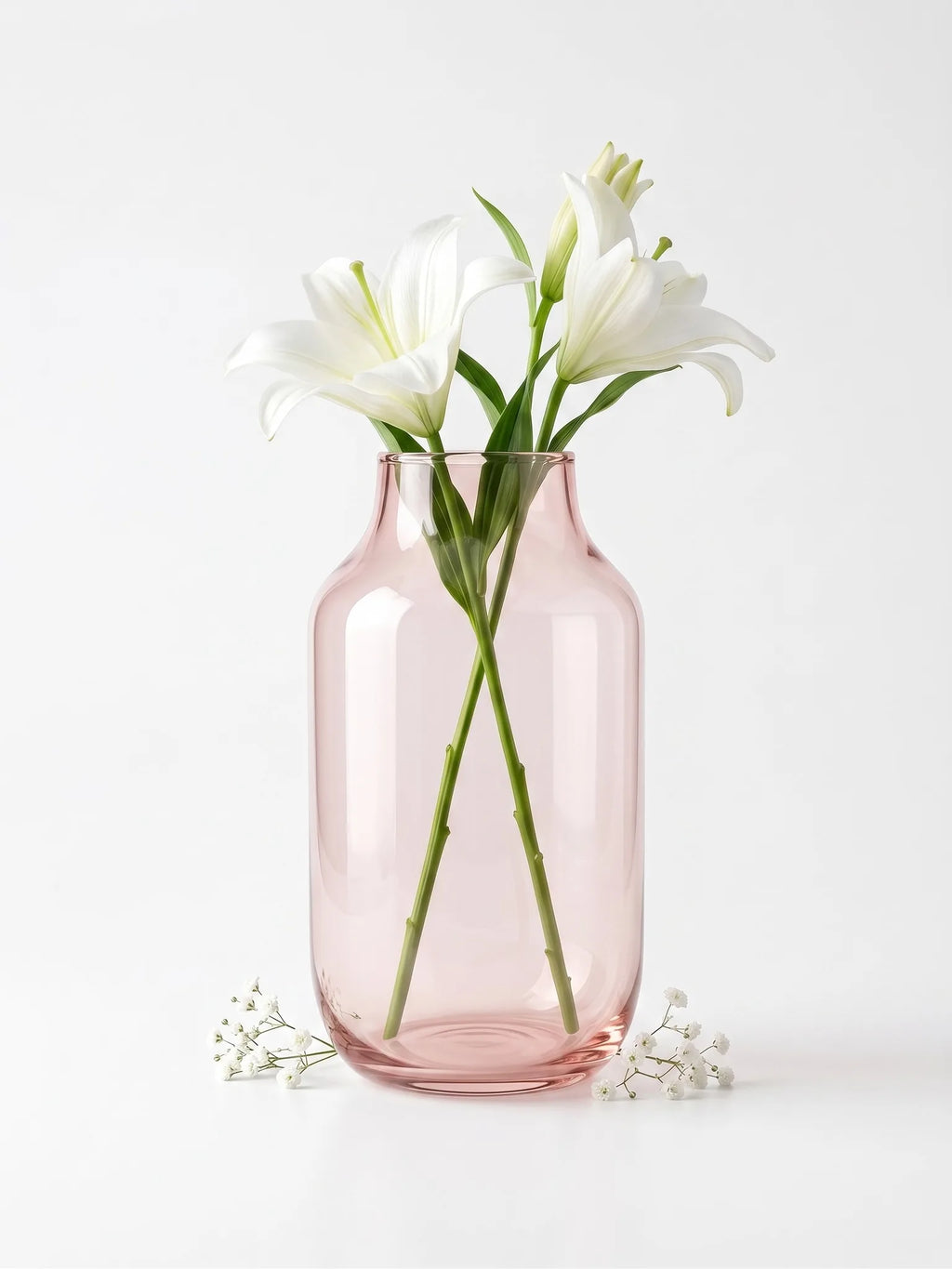 Long Neck Glass Flower Vase – Pink (11.8")