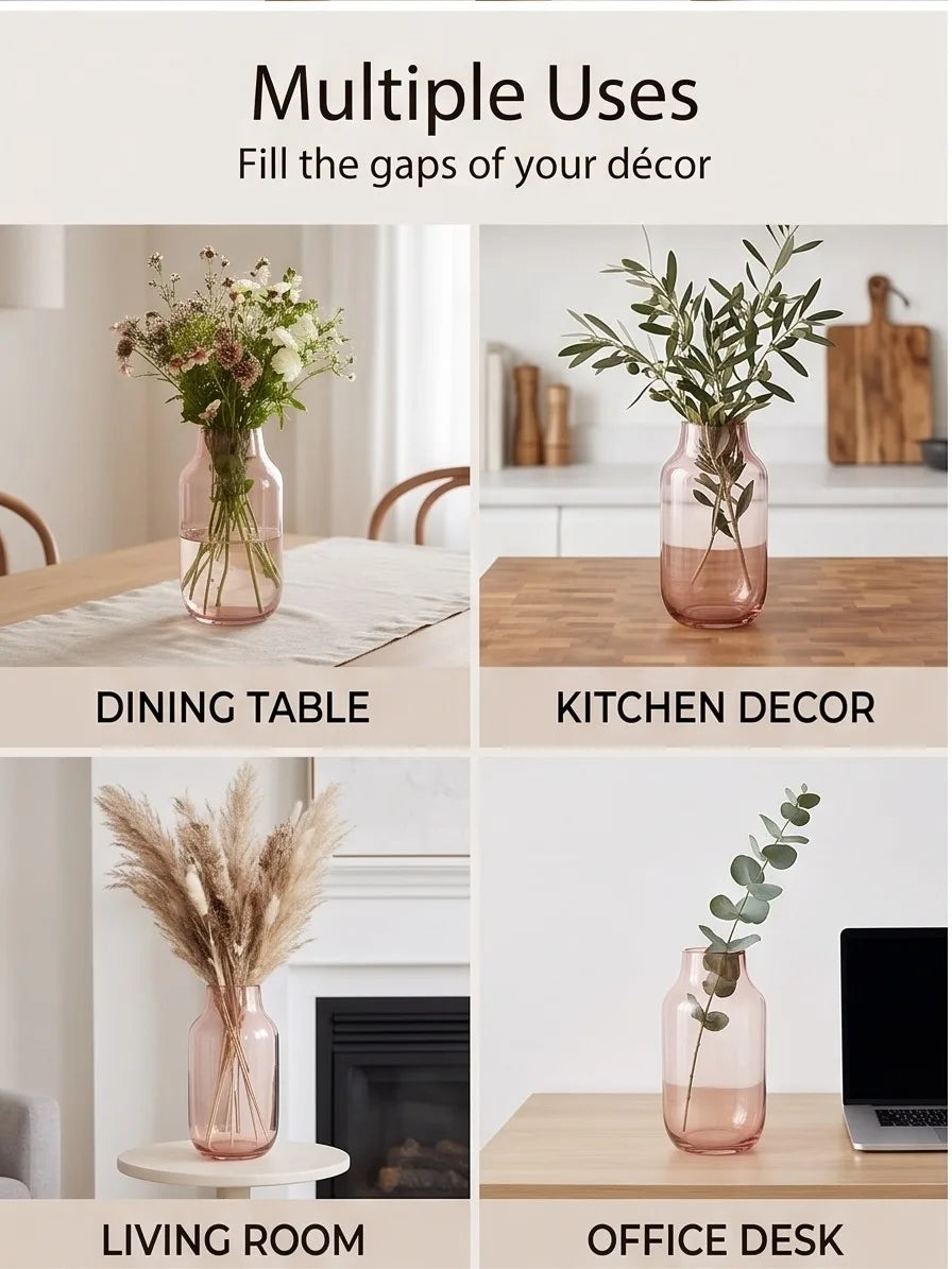 Long Neck Glass Flower Vase – Pink (11.8") - view 5
