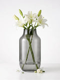 Long Neck Glass Flower Vase – Grey (11.8")