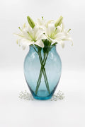 Glass Flower Vase – Blue (8.7")