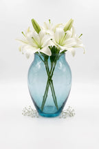 Glass Flower Vase – Blue (8.7")
