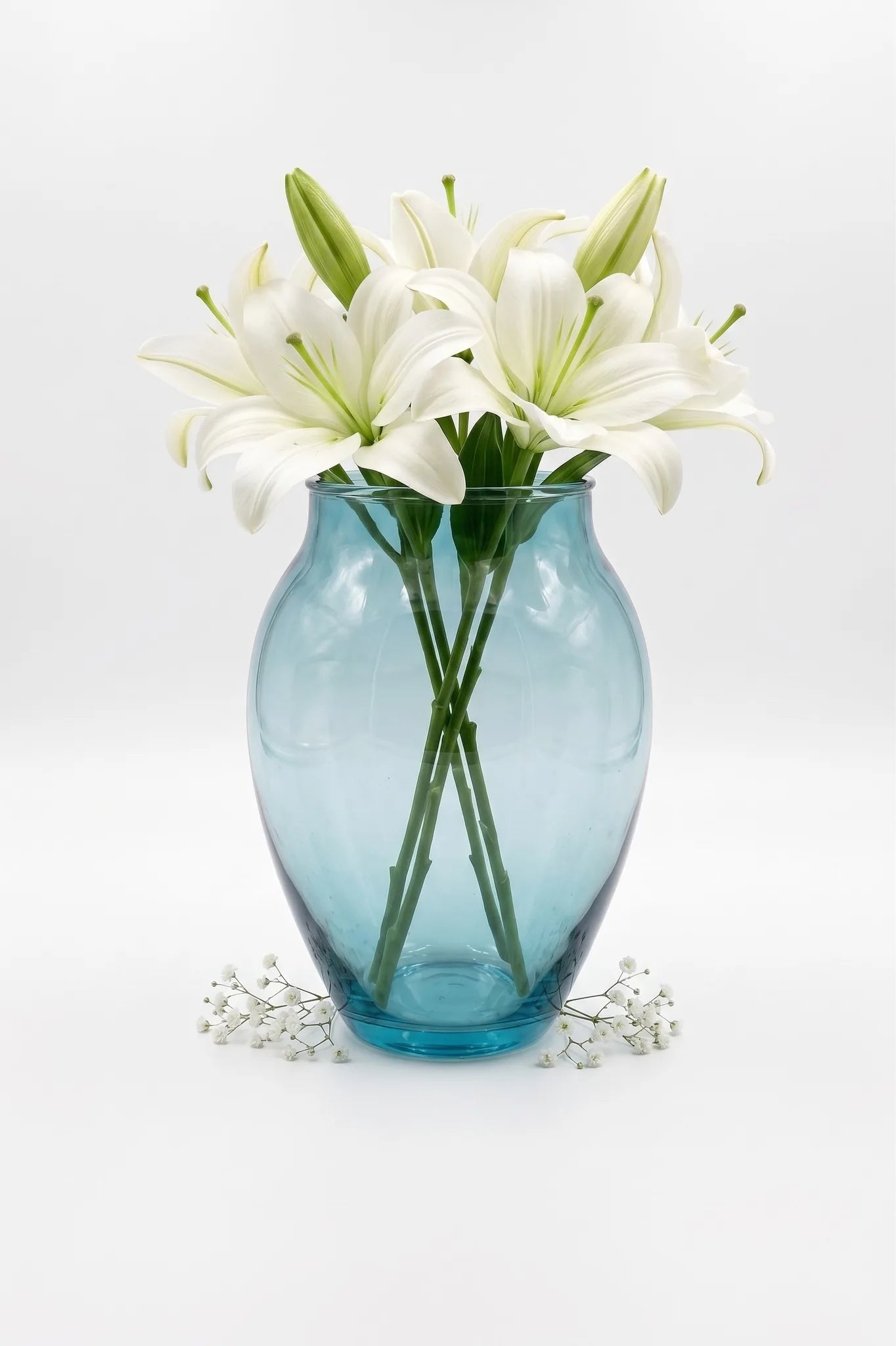 Glass Flower Vase – Blue (8.7")