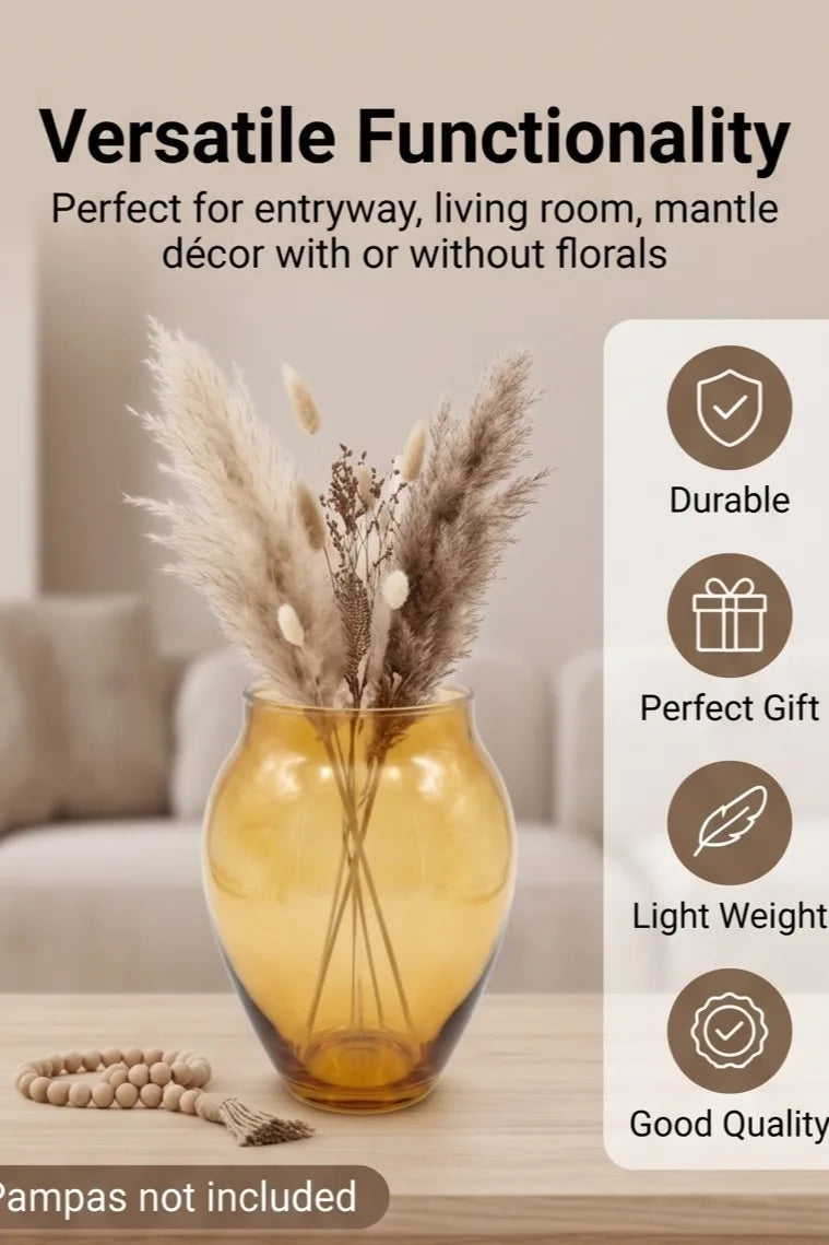 Glass Flower Vase – Gold (8.7") - view 3