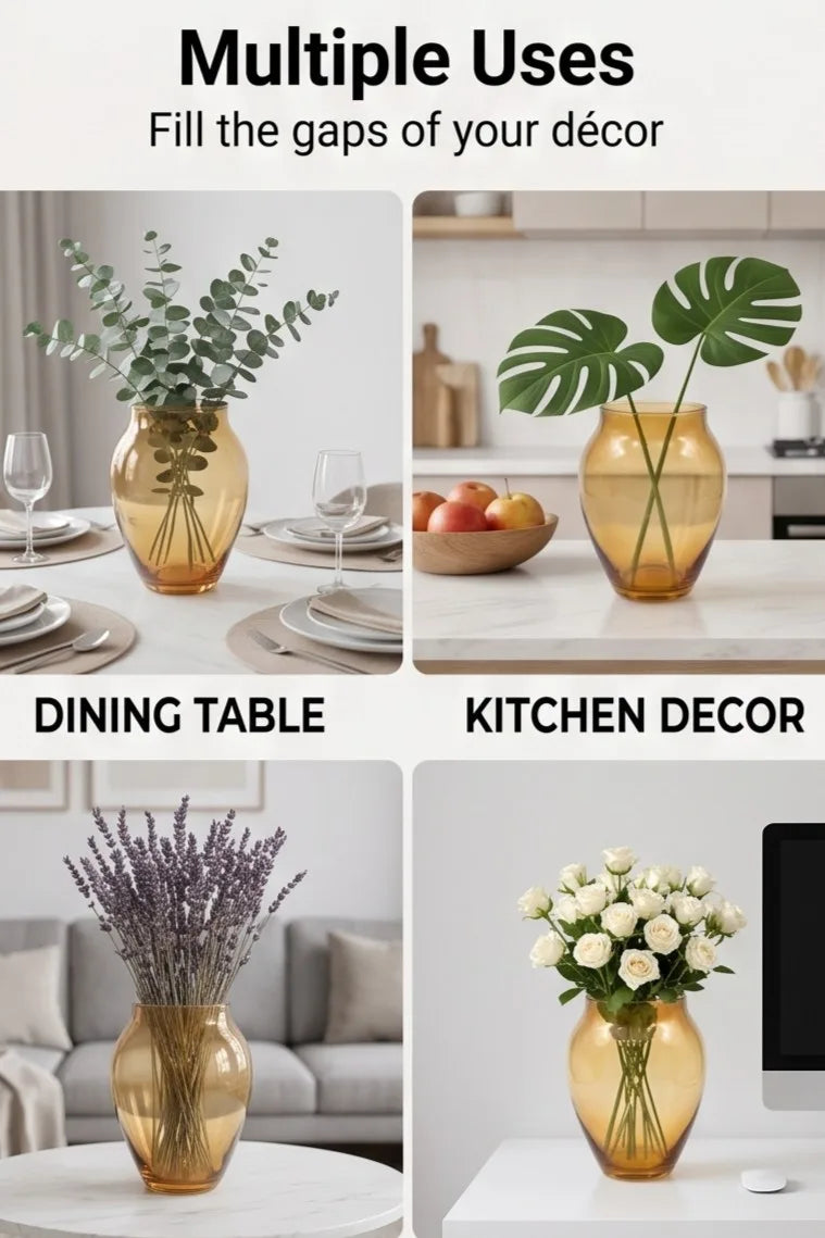 Glass Flower Vase – Gold (8.7") - view 5