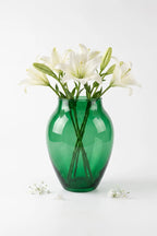 Glass Flower Vase – Green (8.7")