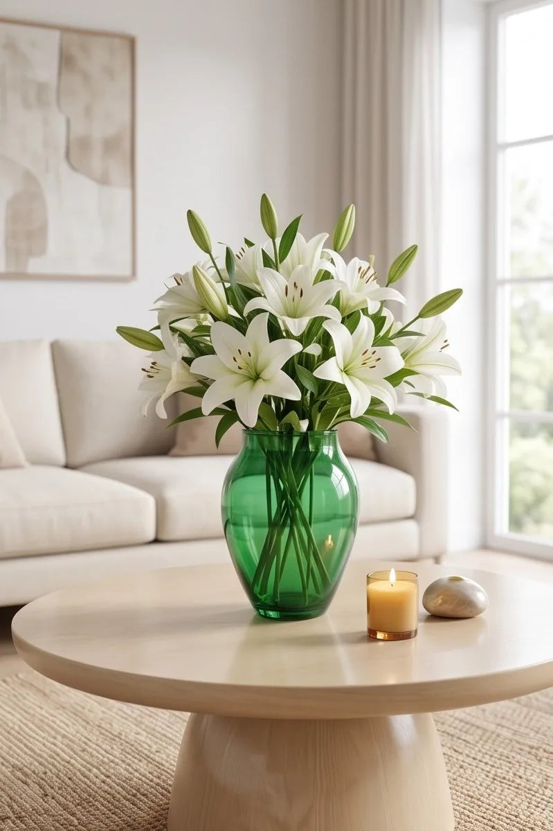 Glass Flower Vase – Green (8.7") - view 2