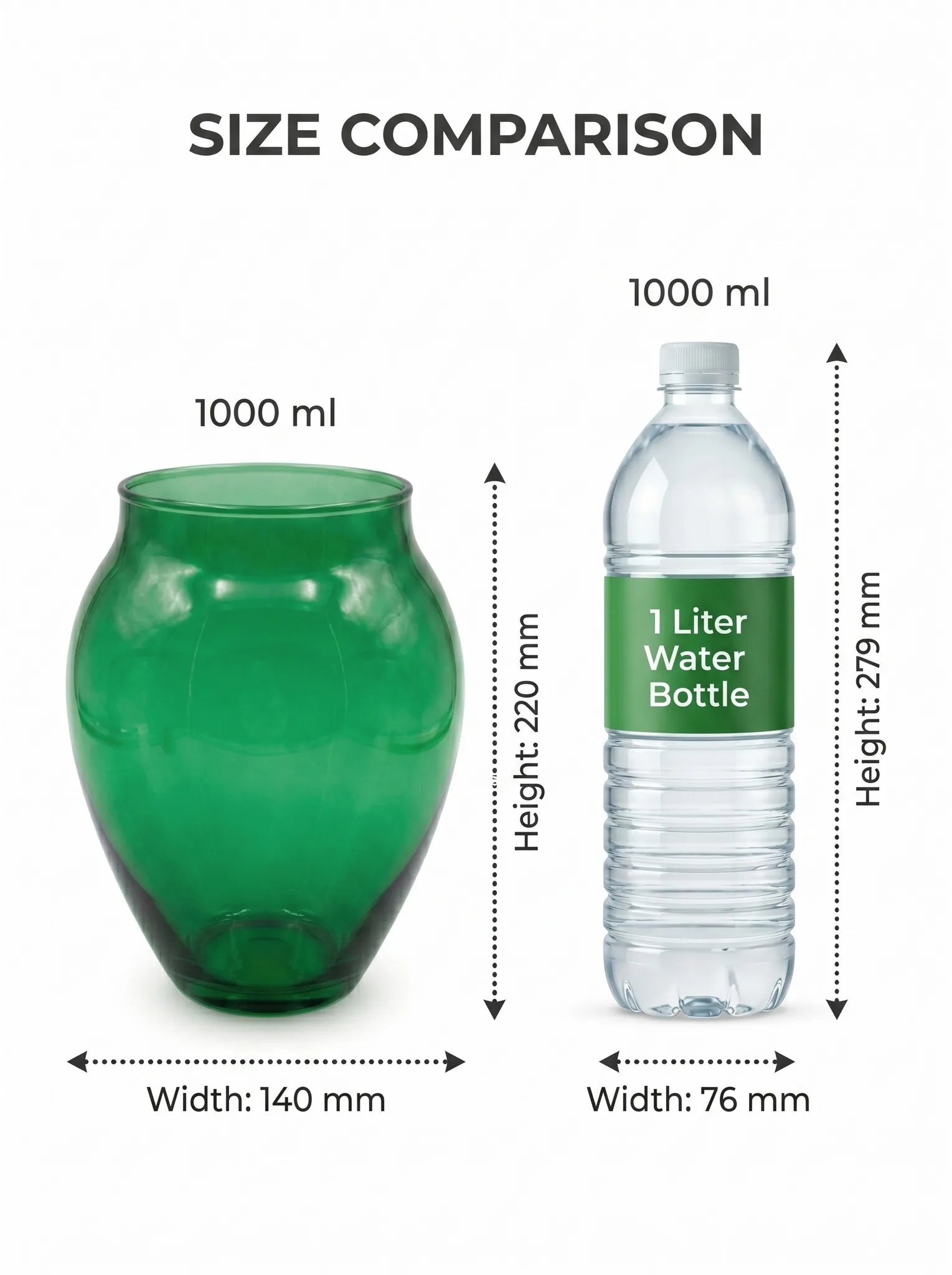 Glass Flower Vase – Green (8.7") - view 4
