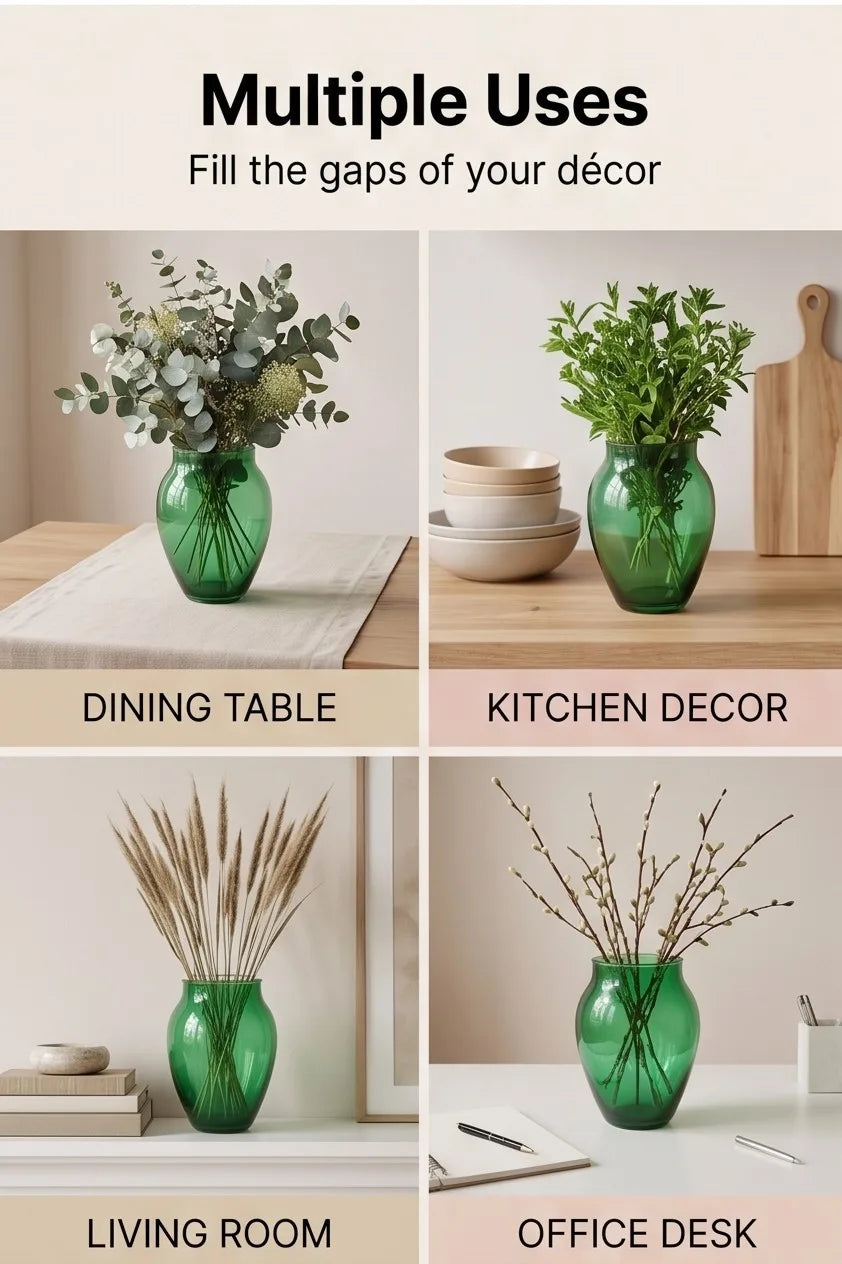 Glass Flower Vase – Green (8.7") - view 5