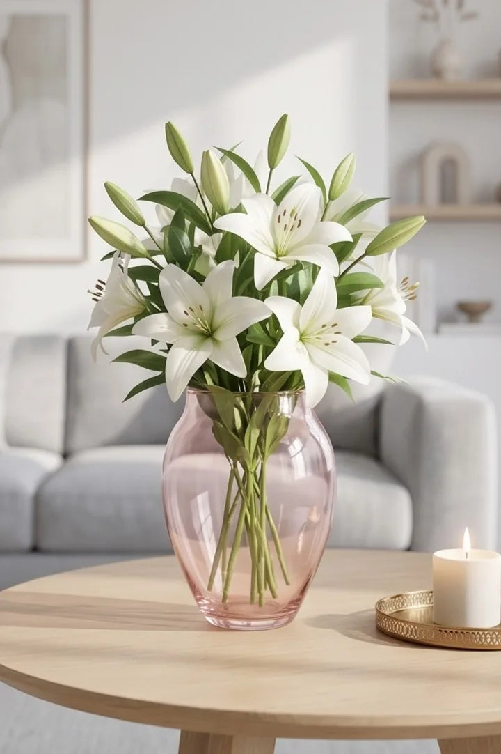 Glass Flower Vase – Pink (8.7") - view 2