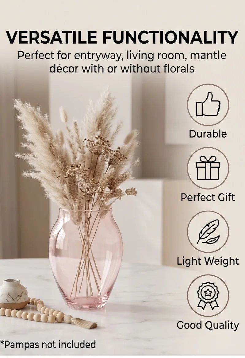 Glass Flower Vase – Pink (8.7") - view 3