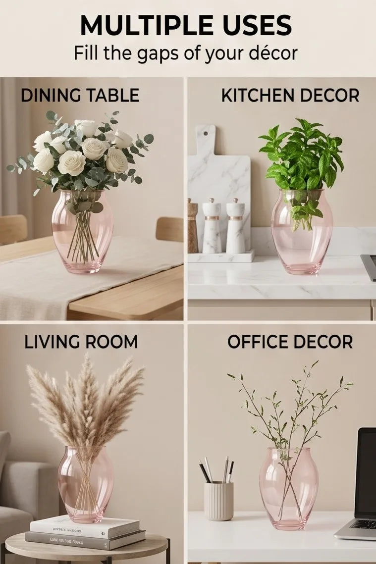Glass Flower Vase – Pink (8.7") - view 5