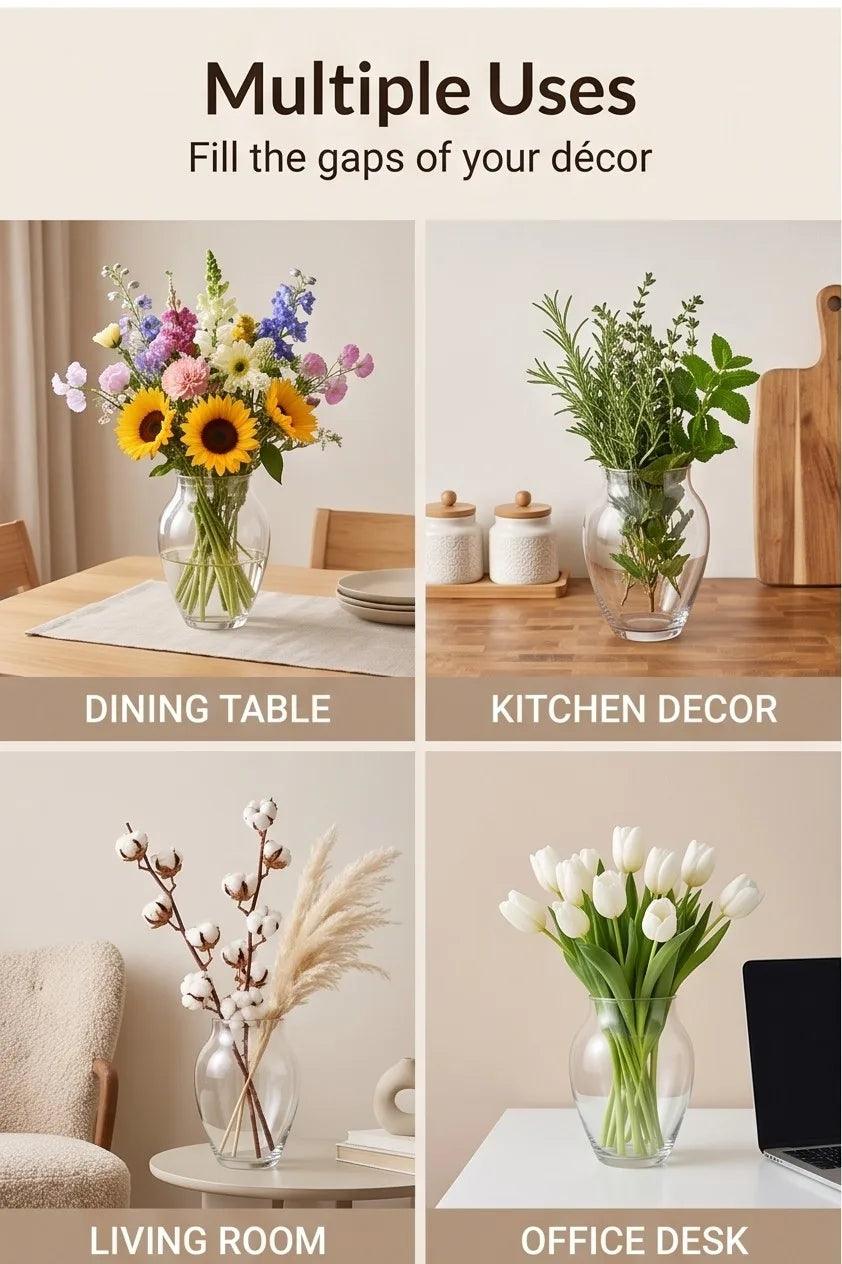 Glass Flower Vase – Clear (8.7") - view 5