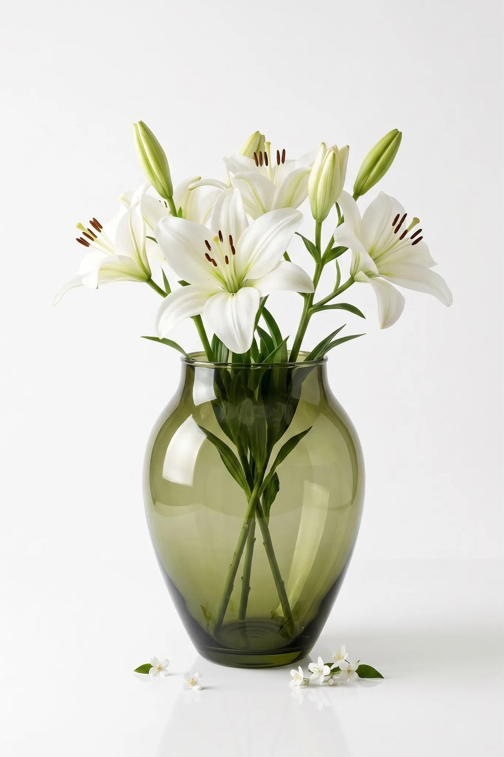 Glass Flower Vase – Green (8.7")