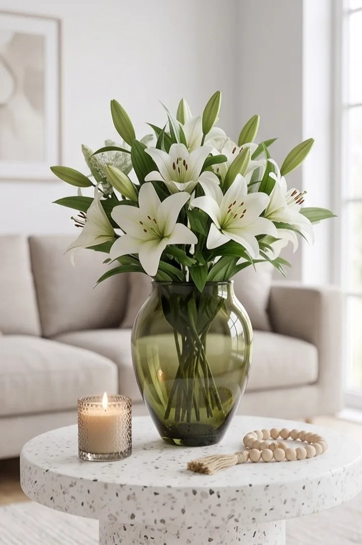 Glass Flower Vase – Green (8.7") - view 2