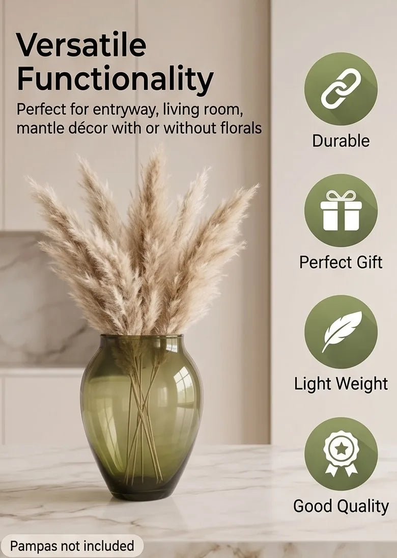 Glass Flower Vase – Green (8.7") - view 3