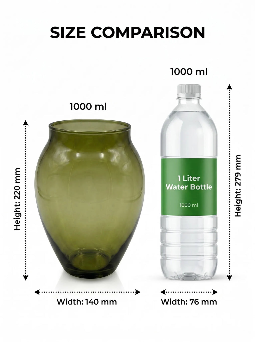 Glass Flower Vase – Green (8.7") - view 4