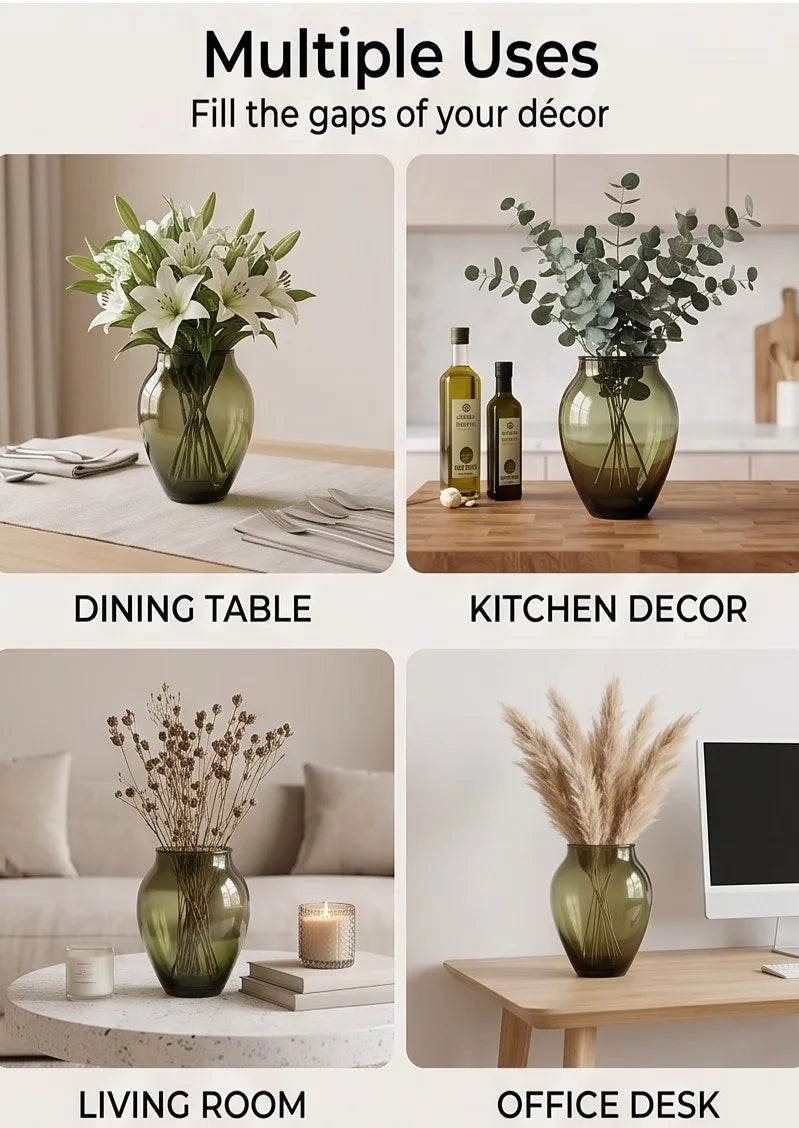 Glass Flower Vase – Green (8.7") - view 5