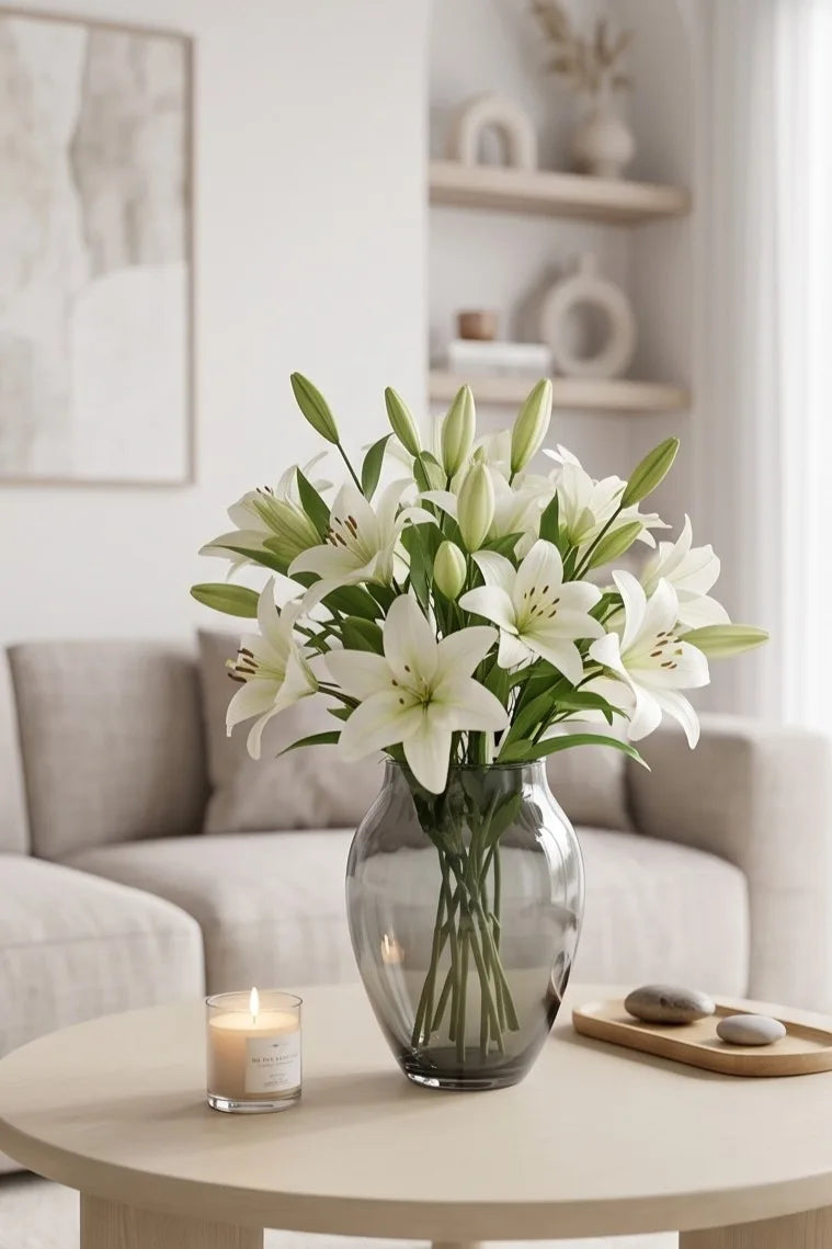 Glass Flower Vase – Grey (8.7") - view 2