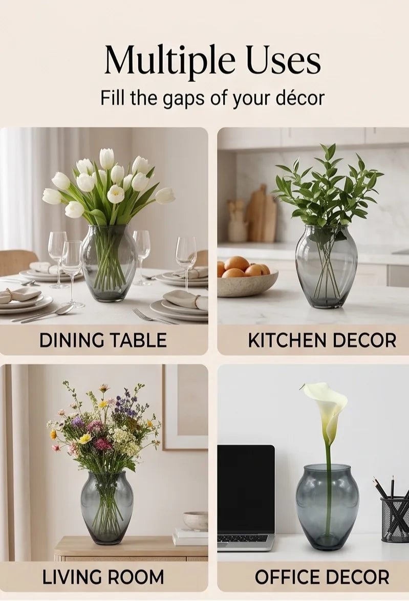 Glass Flower Vase – Grey (8.7") - view 5