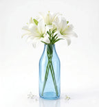Bottle Glass Flower Vase – Blue (9.4")