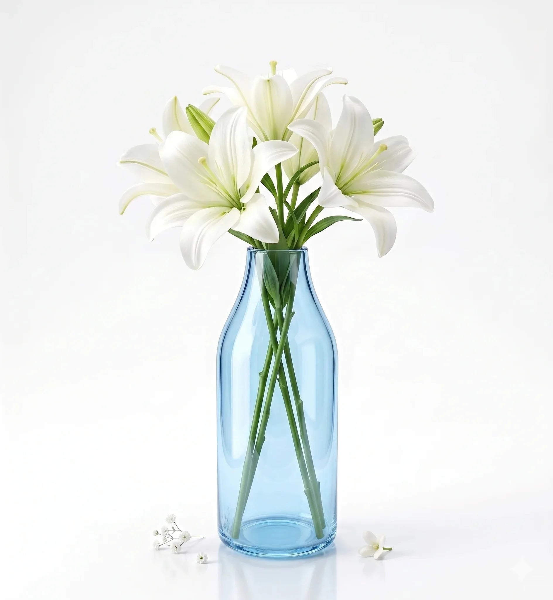 Bottle Glass Flower Vase – Blue (9.4")