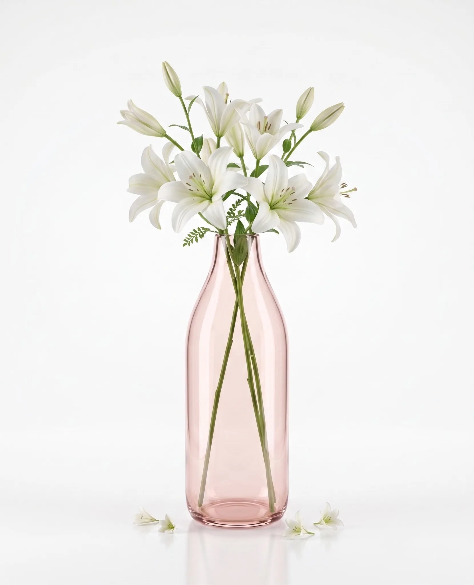Bottle Glass Flower Vase – Pink (9.4")