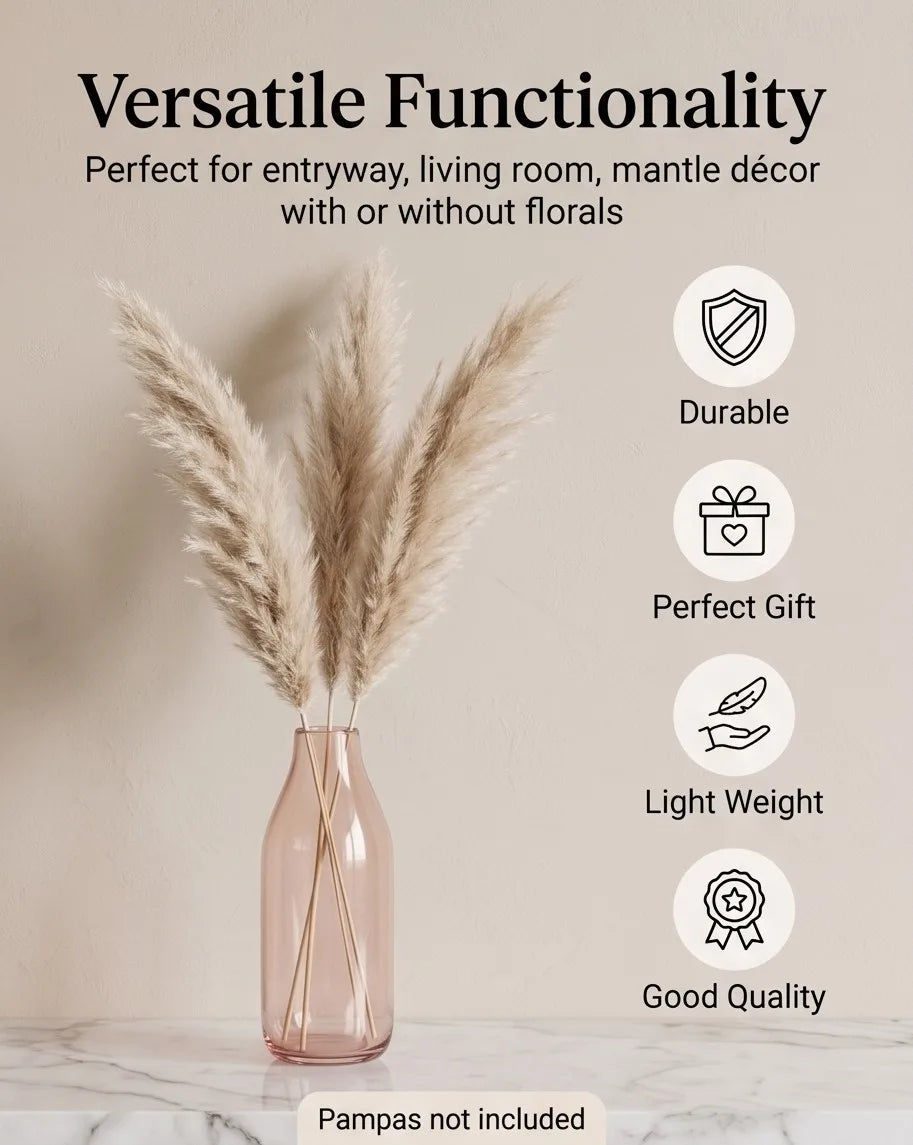 Bottle Glass Flower Vase – Pink (9.4") - view 3